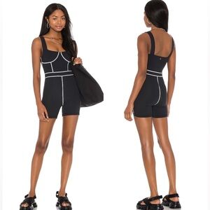 We Wore What Corset Sleeveless Active Athleisure Black White Bodysuit Romper L